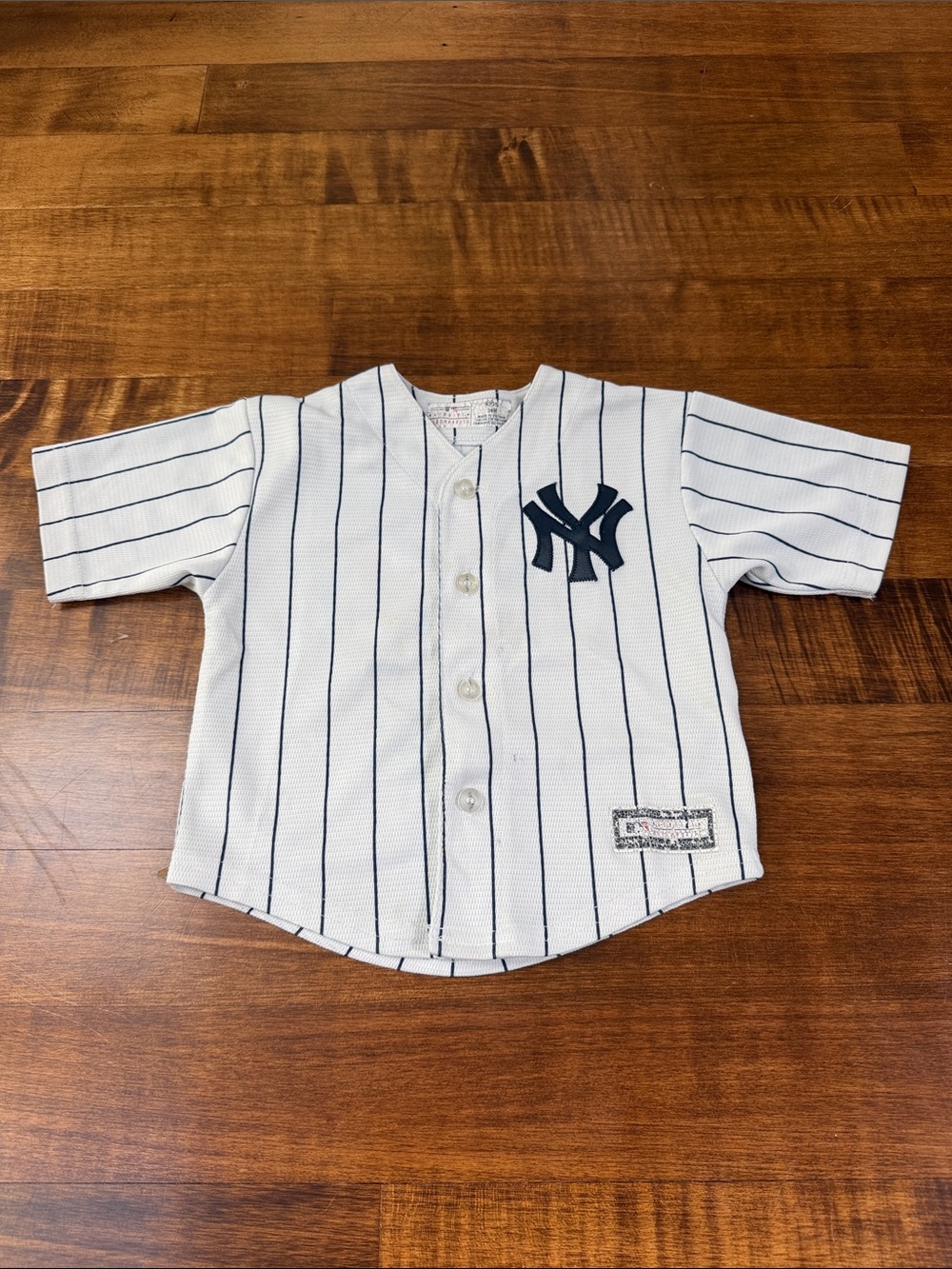 Yankees Pinstripe Button-Up Jersey - White/Navy